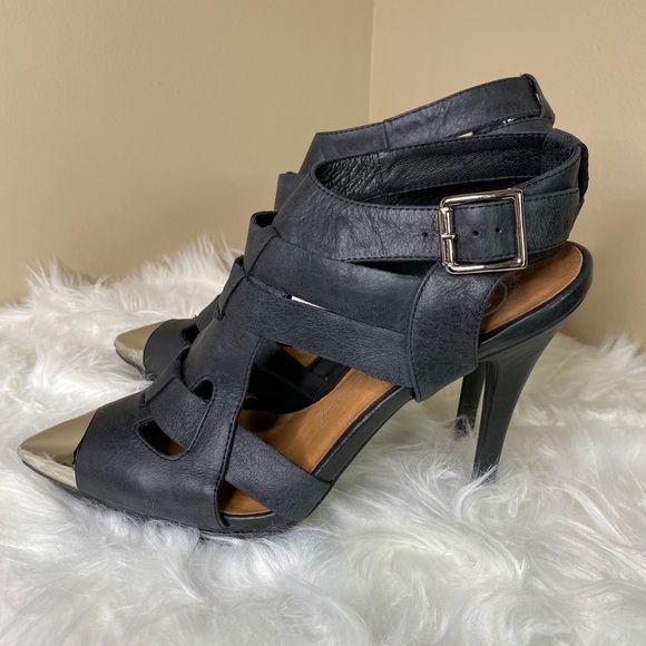 JEFFREY CAMPBELL BLACK -SILVER LEATHER BOOTIE PUMP - Picture 3 of 8